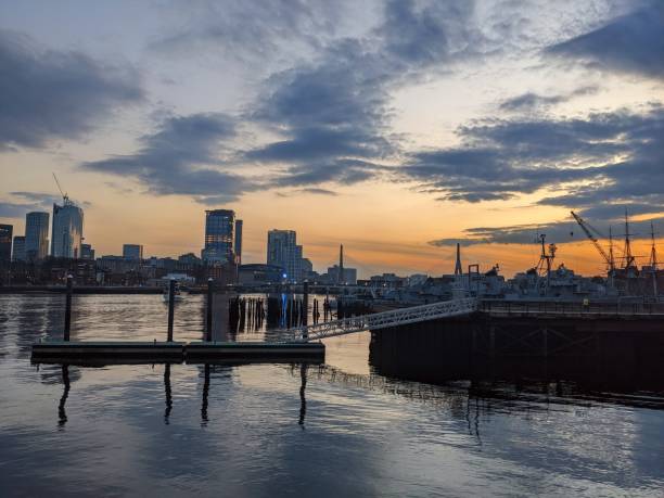 istock Sunset Charlestown Navy Yard Pier Massachusetts 1386340157