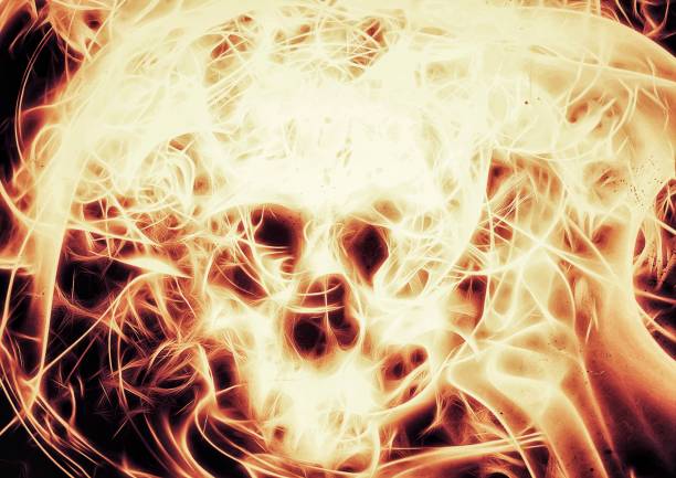 Illustration of a skull wrapped in flames