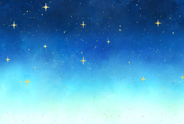 istock Illustration of a glittering starry sky in a watercolor style 1386359182