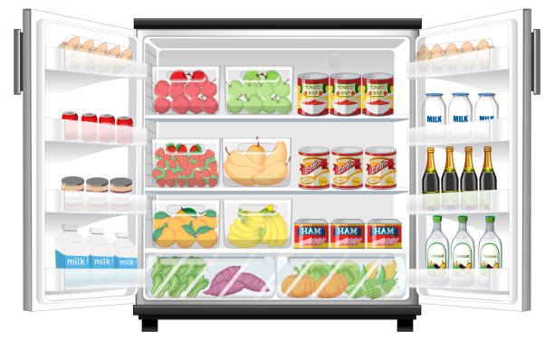 istock Refrigerator with lots of food 1386375244