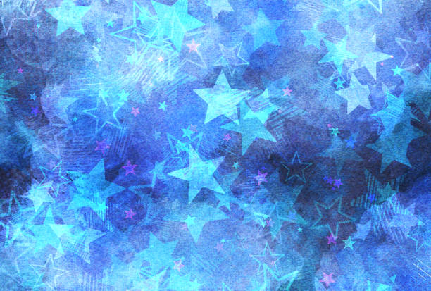 istock Beautiful watercolor background illustration with scattered stars 1386384711