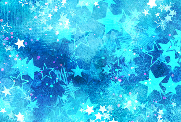 istock Beautiful watercolor background illustration with scattered stars 1386386315