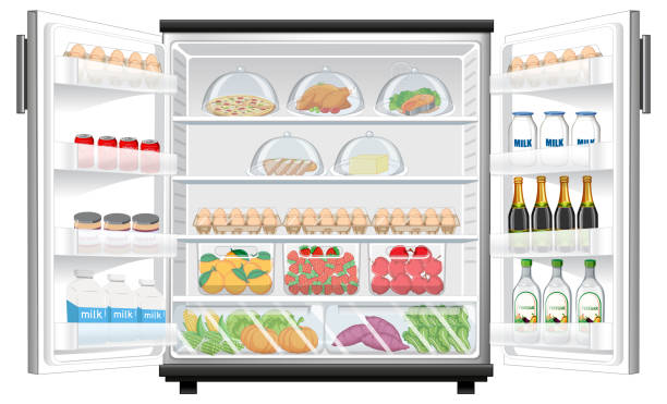istock Refrigerator with lots of food 1386387889