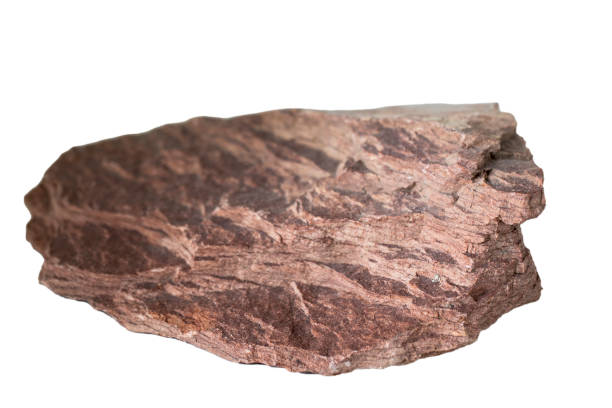 istock Veined pink rock isolated on white background. 1386396765