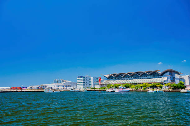 istock Summer blue sky and landscape of Hakata Pier 1386397592