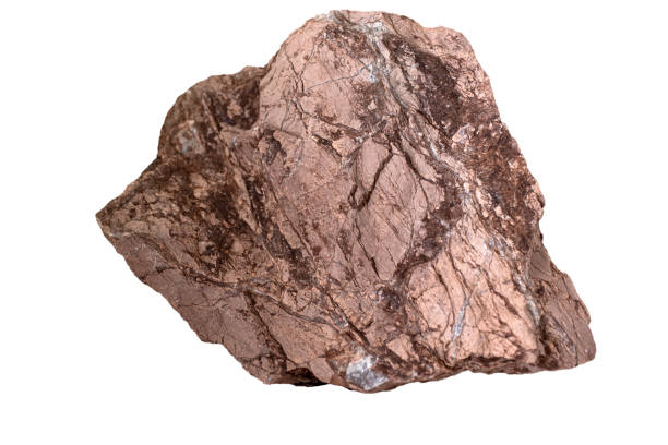 istock Veined pink rock isolated on white background. 1386397644