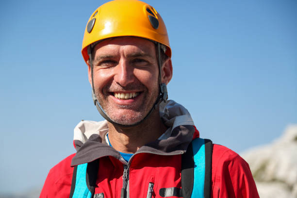 istock Male mountain climber portrait 1386403613