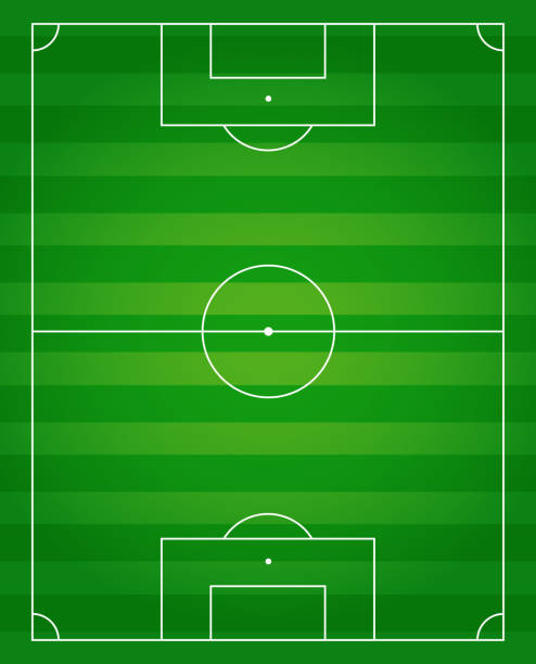 istock Realistic football field with official markings on the field - Vector 1386403855