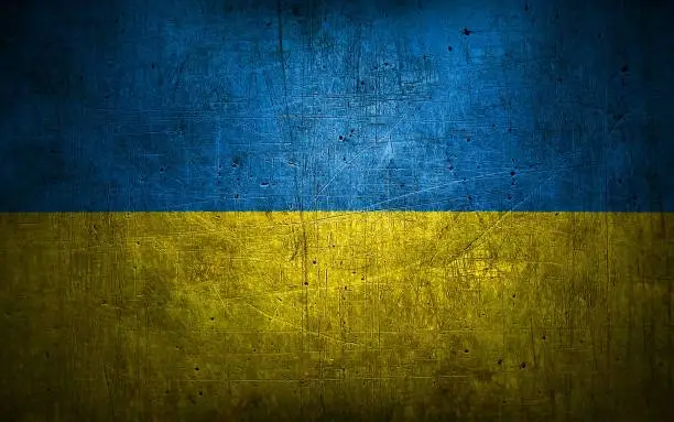 Photo of Ukrainian flag made of metal