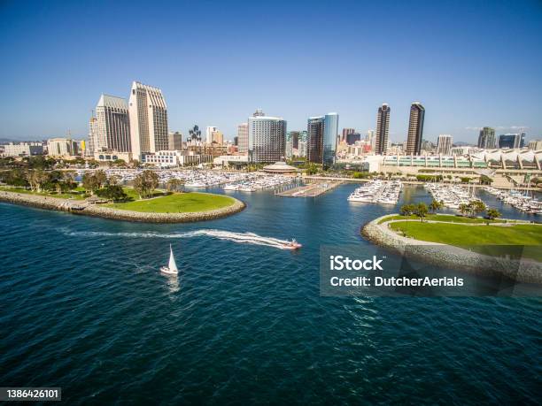 Aerial View Of San Diego Harbor Stock Photo - Download Image Now - San Diego, Urban Skyline, California