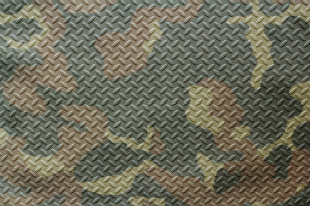 istock Steel plate painted with military background 1386426386