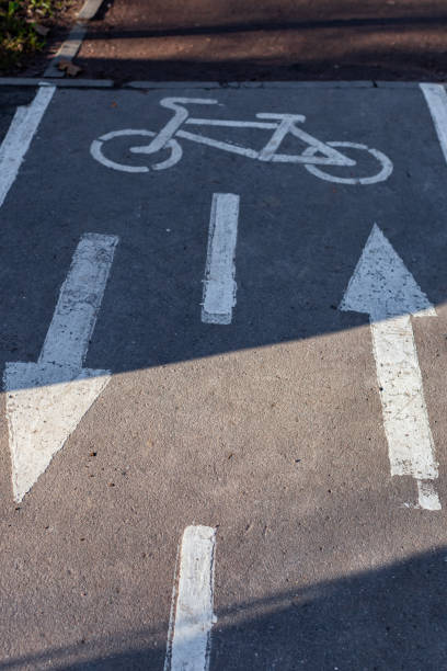 istock special markings on the paved bike path 1386436185