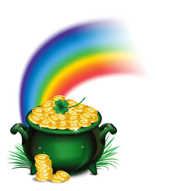 istock Pot Of Gold, Magical Treasure, St. Patrick's Day symbol. Vector illustration 1386459420