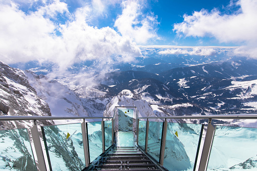 Stairs to the Nothing viewing platform on the Dachstein, Ramsau Austria\nPure thrill combined with a magnificent view.