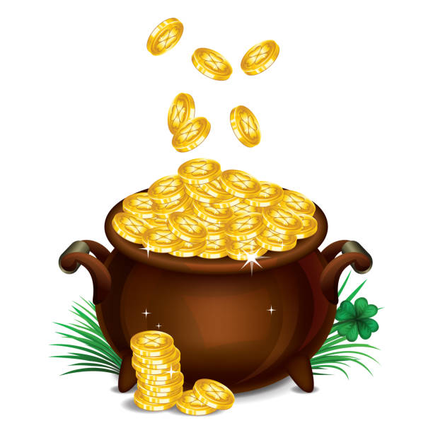 istock Pot Of Gold, Magical Treasure, St. Patrick's Day symbol. Vector illustration. 1386462503