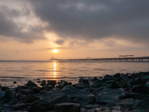 istock Rock sea coastal near Penang Bridge 1386466140