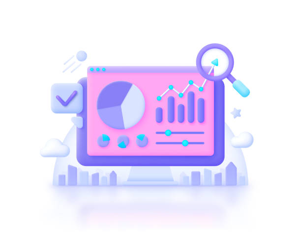 3d analysis for web page design. Information analysis concept. Vector technology data. 3d render Vector illustration 3d analysis for web page design. Information analysis concept. Vector technology data. 3d render Vector illustration. performance dashboard stock illustrations