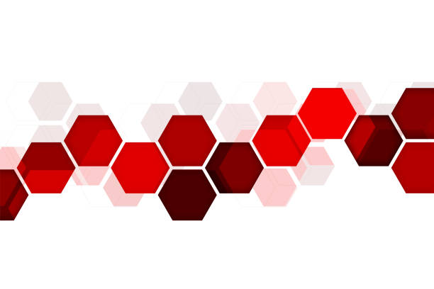 tło z czerwonych figur geometrycznych. tło sześciokątów - hexagon stock illustrations