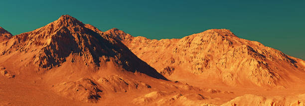 istock Mars planet landscape scenery, 3d render of imaginary mars planet terrain 1386473488