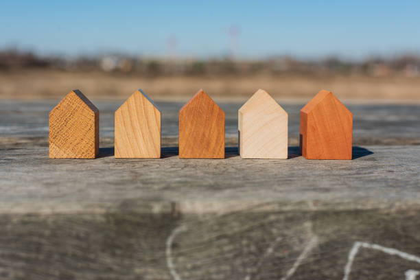 concept image for wood as a renewable and sustainable building material for modular timber architecture. Wood is a sustainable material and its reduce the carbon emission.