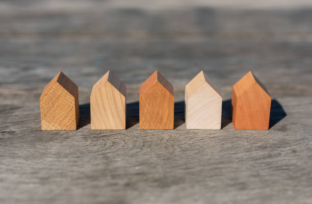 concept image for wood as a renewable and sustainable building material for modular timber architecture. Wood is a sustainable material and its reduce the carbon emission.
