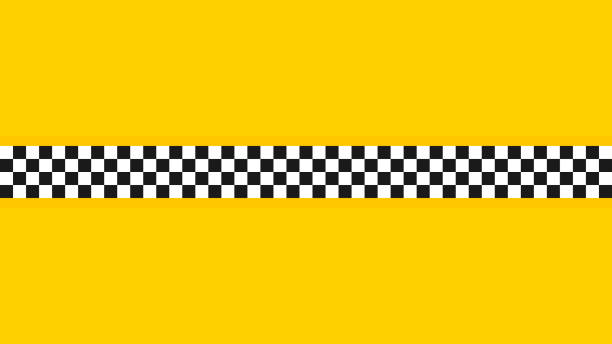 illustrazioni stock, clip art, cartoni animati e icone di tendenza di motivo a scacchiera gialla. background di trasporto. servizio taxi - taxi