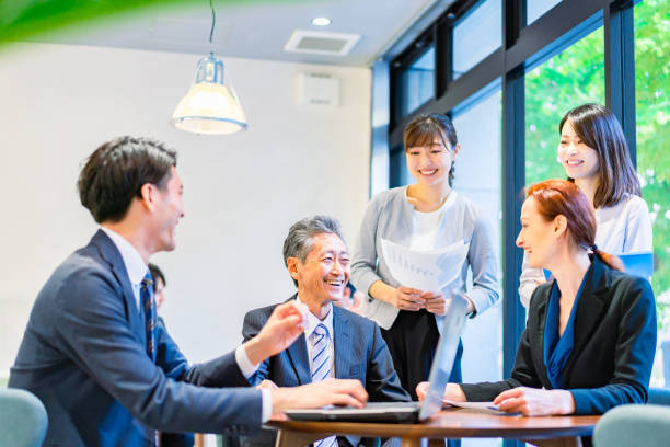 Staff having a meeting in an office
