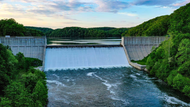 istock Aerial view of dam 1386481568