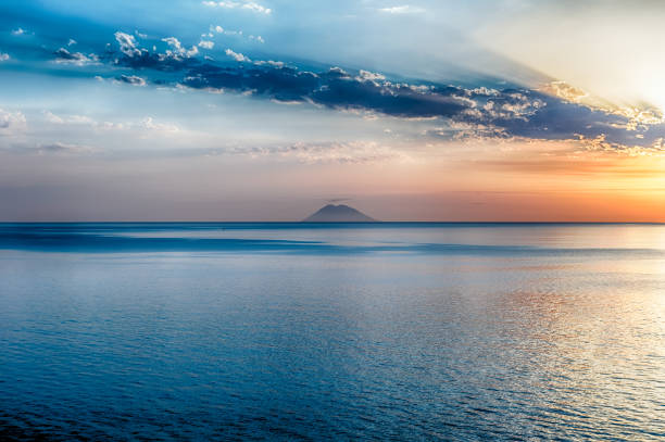 istock Scenic sunset with view over Stromboli Volcano from Tropea, Italy 1386481696