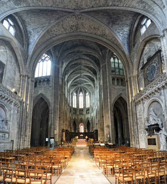 Interior view Cathedral of Saint Andrew in Bordeaux, France