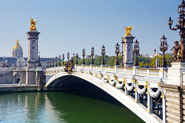 Pont Alexander III, Paris Pont Alexander III arches over the Seine in Paris, France seine river photos stock pictures, royalty-free photos & images