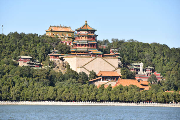 istock Chinee Buddhist Temple on a Lake 1386485486