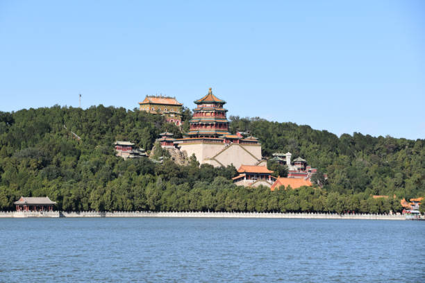 istock Chinee Buddhist Temple on a Lake 1386485490