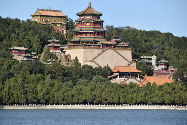 istock Chinee Buddhist Temple on a Lake 1386485491