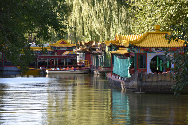 istock Chinese Boats on a River 1386485498