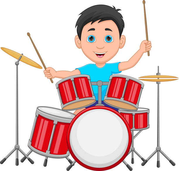 Cartoon Boy Playing A Drums Stock Illustration - Download Image Now - Child,  Rhythm, Art - iStock