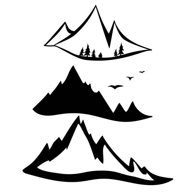 ilustraciones, imágenes clip art, dibujos animados e iconos de stock de mountin, pájaros y árboles. ilustración vectorial - blue ridge mountains mountain mountain range appalachian mountains