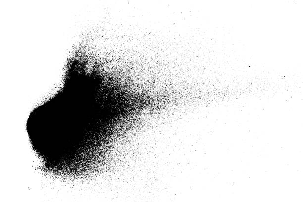 Dark noise granules. Black grainy texture isolated on white background. Dust overlay. Dark noise granules. Digitally generated image. Vector design elements. Illustration, Eps 10. spraying stock illustrations