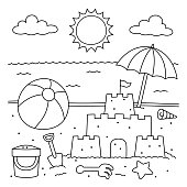 istock Toys On The Beach Coloring for Kids 1386493899