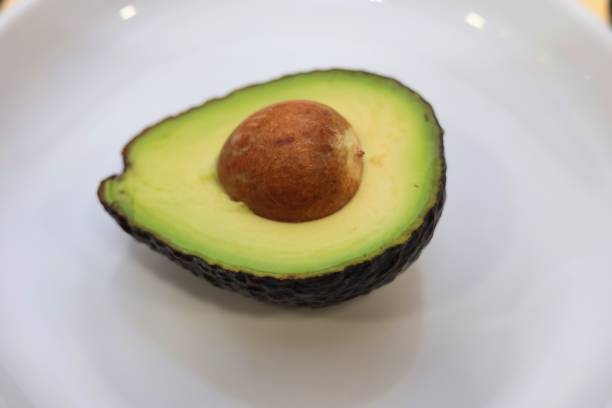 istock Avocado on a white plate with a white background 1386494396