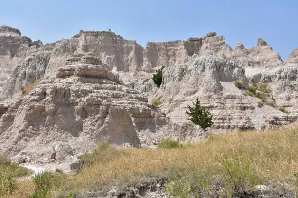 Arid dry landscape in the Badlands of South Dakota.