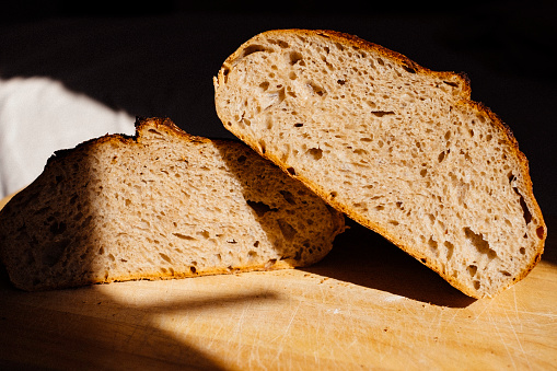 Beautiful crumb of homemade sourdough bread