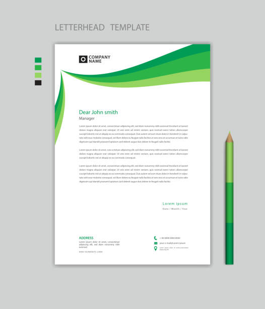 Creative Letterhead template vector, minimalist style, printing design, business advertisement layout, Green background concept, simple letterhead template mock up, company letterhead design Creative Letterhead template vector, minimalist style, printing design, business advertisement layout, Green background concept, simple letterhead template mock up, company letterhead design simple letterhead template stock illustrations