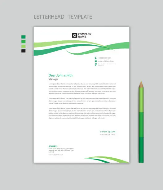 Vector illustration of Creative Letterhead template vector, minimalist style, printing design, business advertisement layout, Green background concept, simple letterhead template mock up, company letterhead design