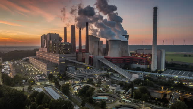Aerial shot of a coal  burning power plant