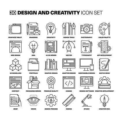 Design and Creativity Line Icons Set