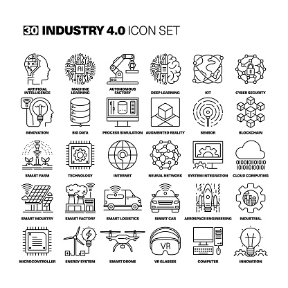 Industry 4.0 Line Icons Set