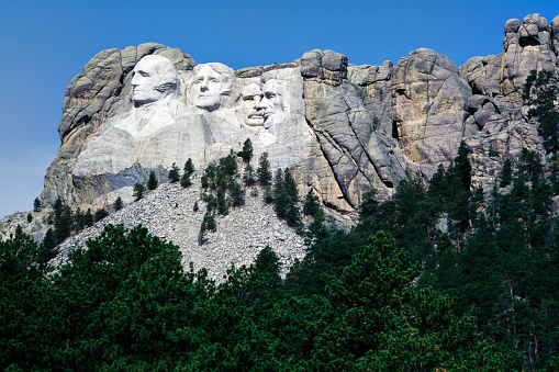The US presidents statues in Mount Rushmore