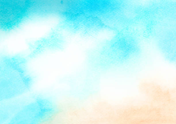 istock Watercolor painting blue ocean wave on sandy beach background.  Abstract blue sea and beach summer background for banner, invitation, poster or web site design, imitation, space for text. 1386509614