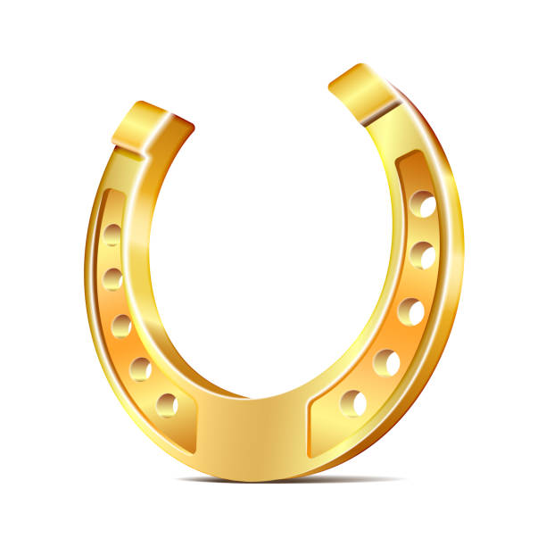 istock Golden horseshoe, lucky St. Patricks day symbol. Good luck sign 1386517846